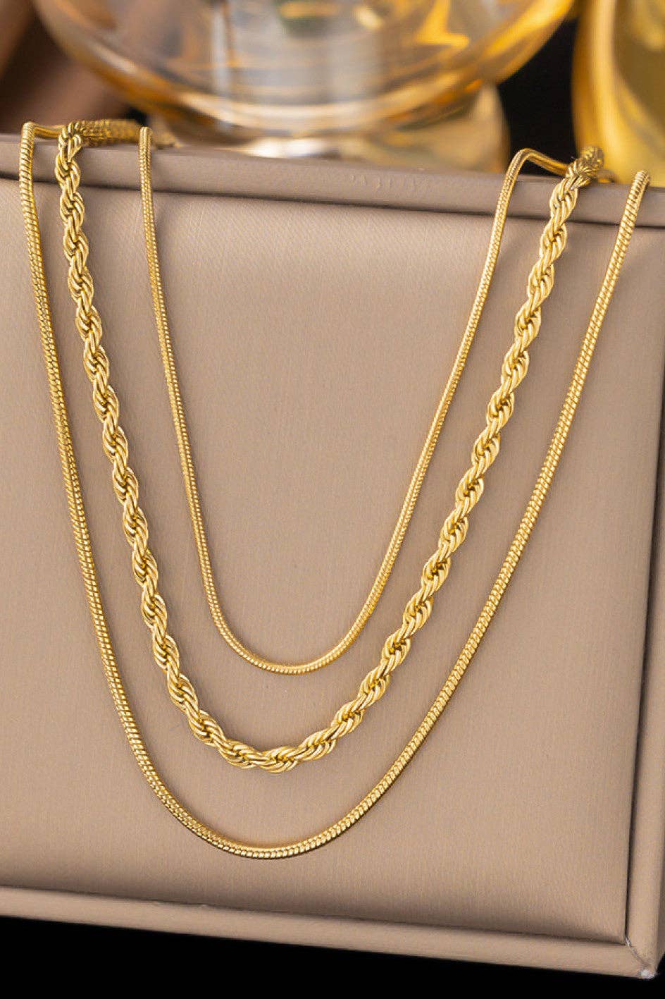 18K Gold Plated Waterproof Stainless Steel Chain Necklace - 7050: S0OX3T7050
