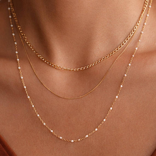 18K Gold PVD Plated Waterproof Stainless Steel Chain Necklace - 7537: S0OX3T7537
