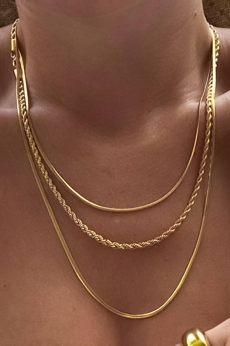 18K Gold Plated Waterproof Stainless Steel Chain Necklace - 7050: S0OX3T7050