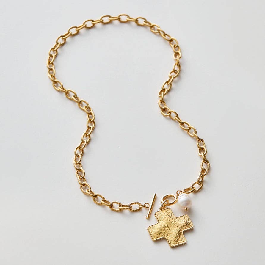18K Gold PVD Plated Stainless Steel Cross Pendant Necklace – 8021: S0OX3T8021