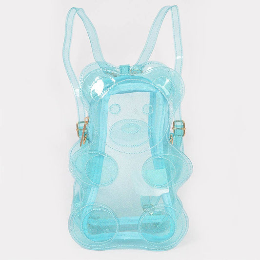 Blue Transparent Teddy Bear Backpack