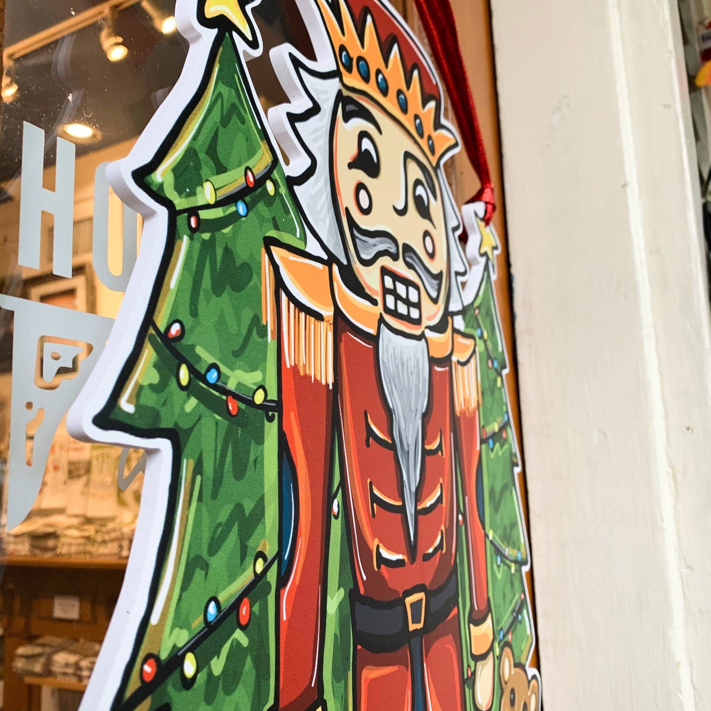 Nutcracker Door Hanger - Christmas Holiday Outdoor Decor: Darker Skin