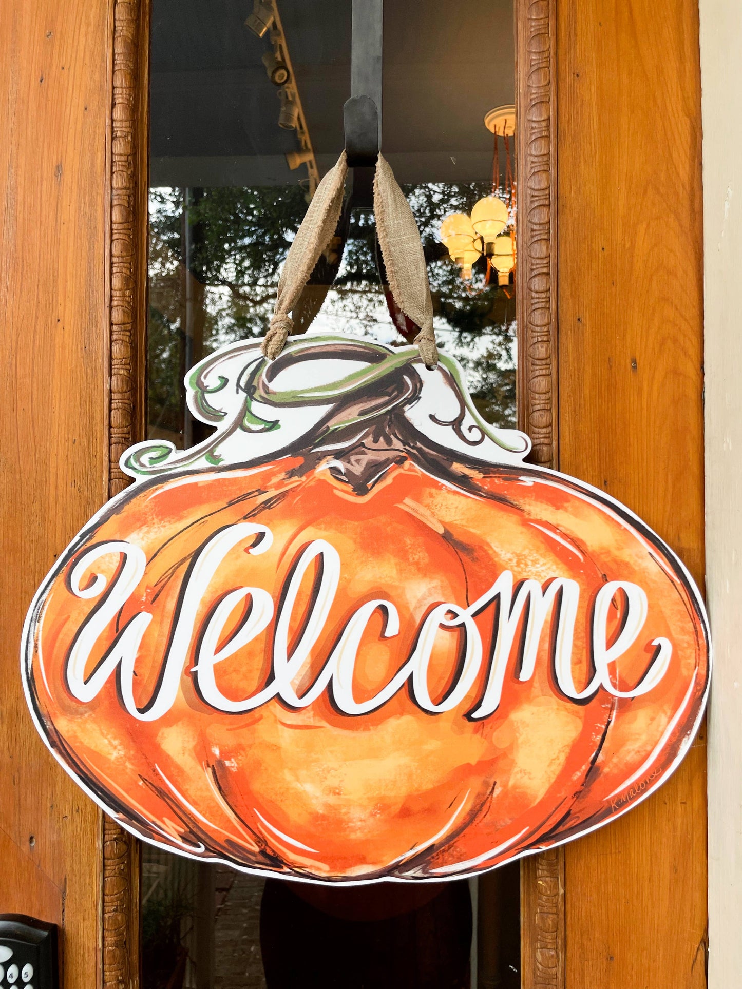 Pumpkin Welcome Door Hanger - Fall Outdoor Decor