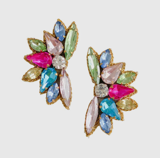 Sophie Bright Rhinestone Stud Earrings in Multi-Color