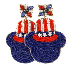 Mickey Patriotic Top Hat Earrings