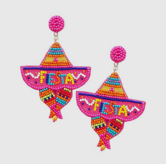 Hot Pink Fiesta Earrings