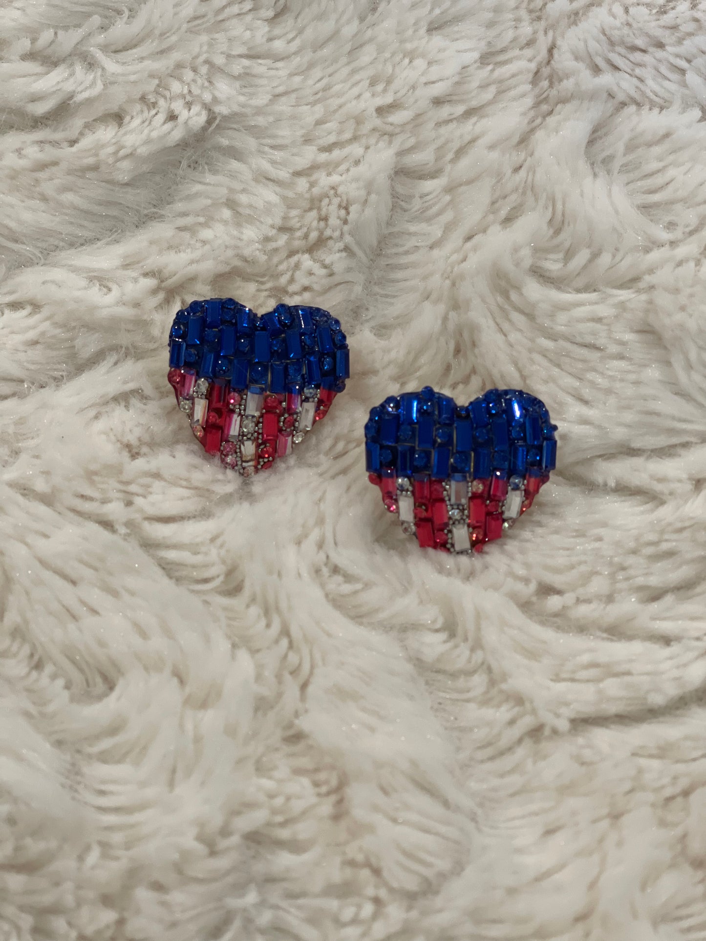 Patriotic Heart Stud Earrings