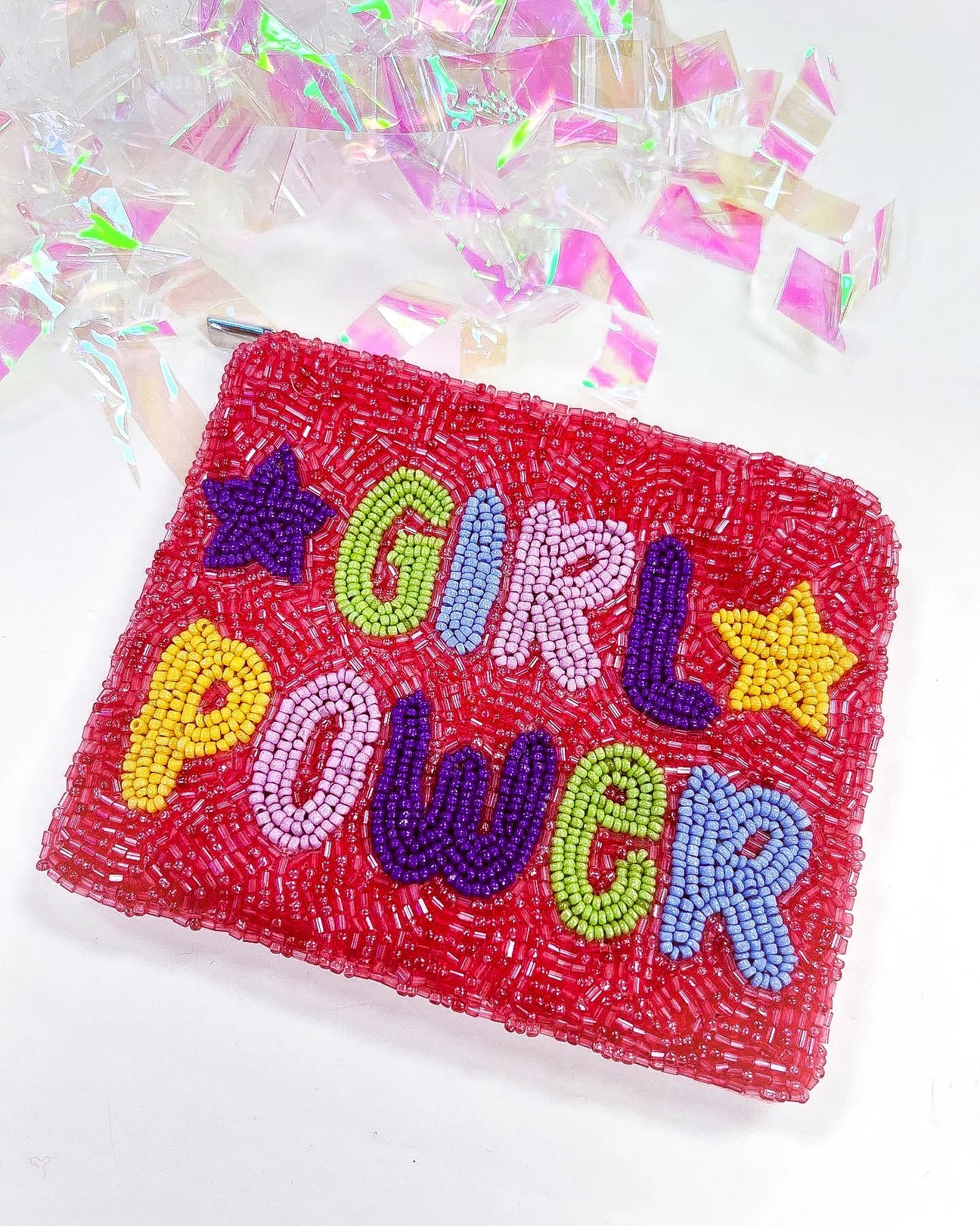 Girl Power Beaded Coin Pouch
