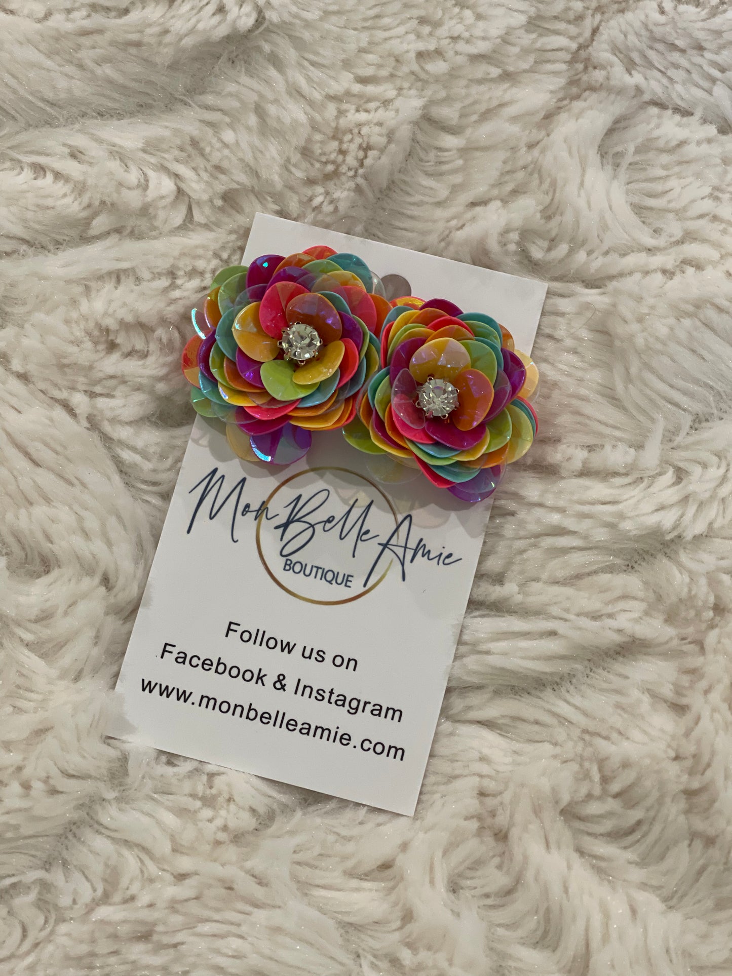 Multicolored Flower Earring Studs