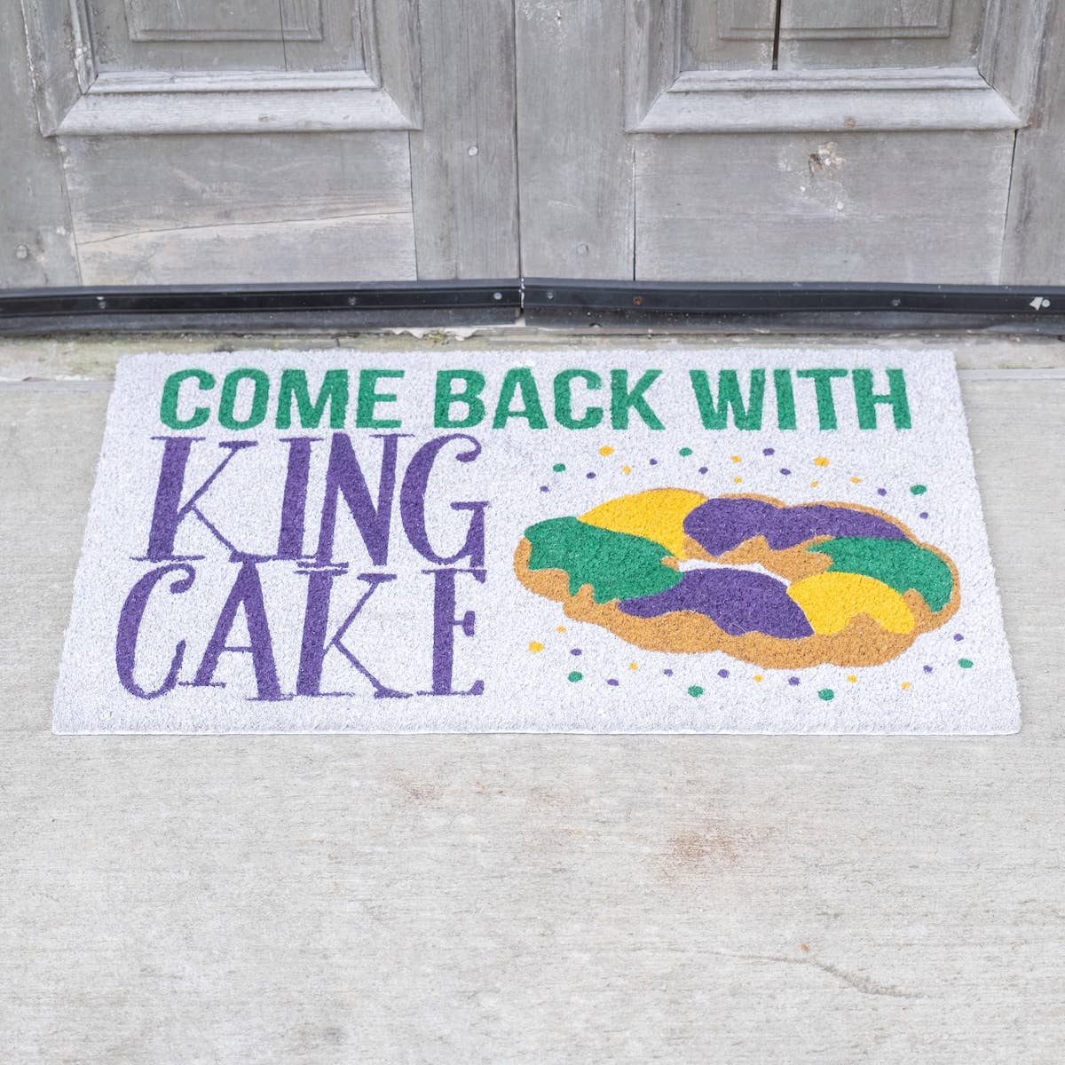 King Cake Coir Doormat   White/Multi   30x18