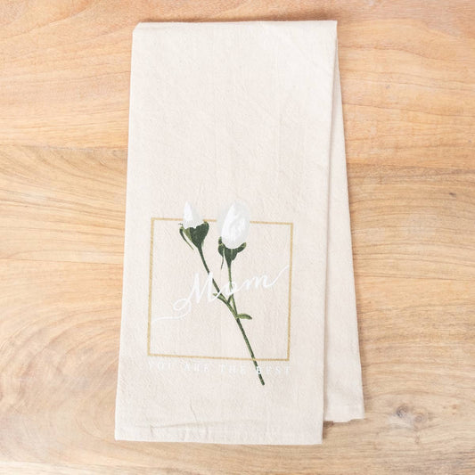 Mom Flour Sack Hand Towel - Natural/White