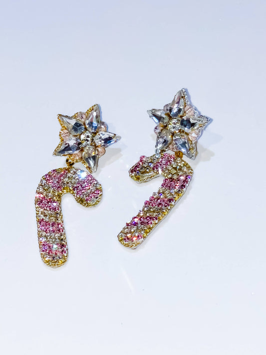 Liv Luxe Pink Candy Cane Earrings