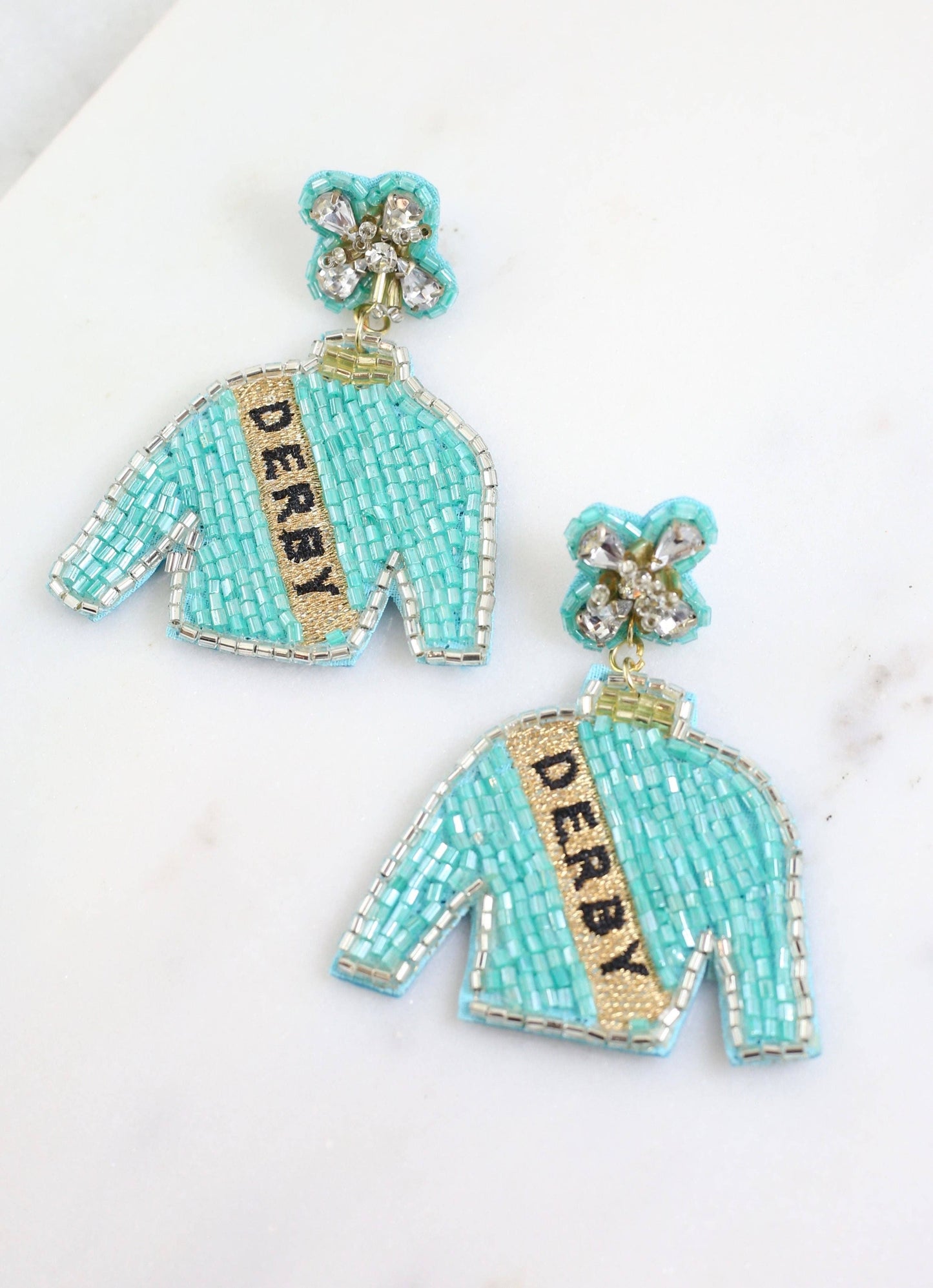 Embellished Derby Jockey Silks Earring TURQUOISE