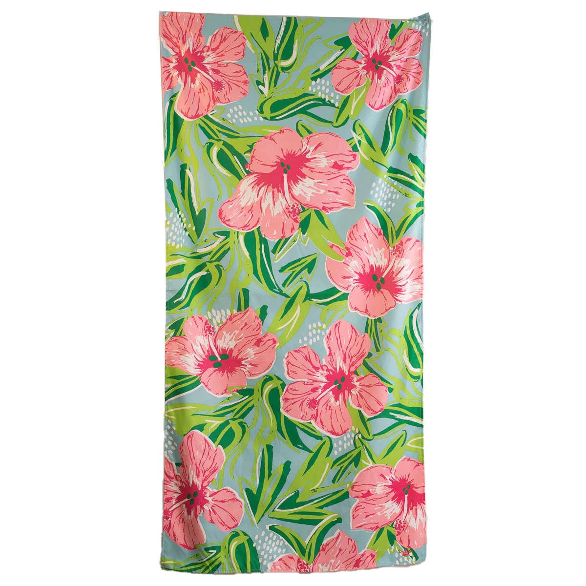 Hibiscus Beach Towel   Aruba Blue/Hot Pink   34x70