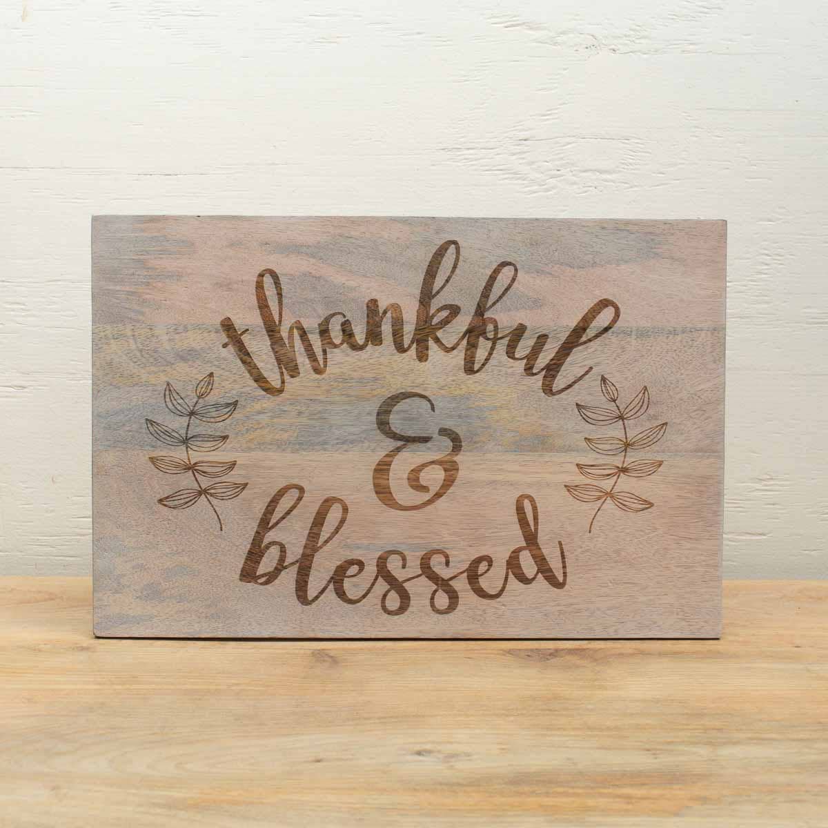 Thankful and Blessed Serving Board   Natural   12x18