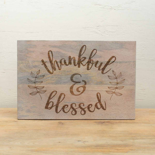 Thankful and Blessed Serving Board   Natural   12x18