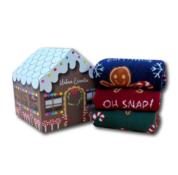 Unisex Gingerbread House Socks Gift Set