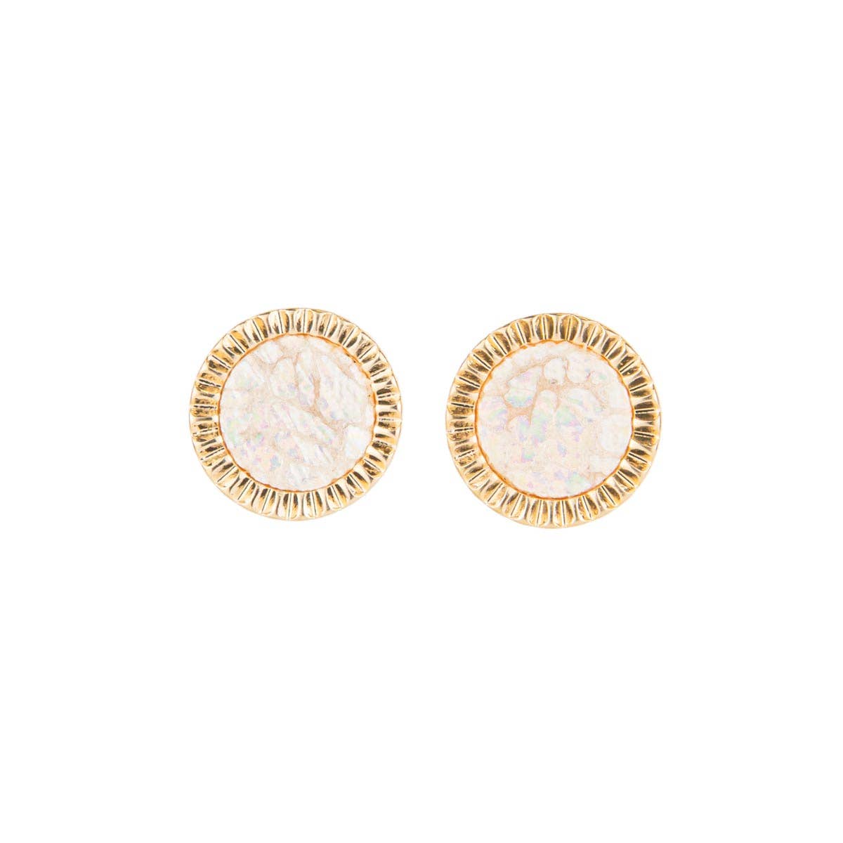 Beauvais Stud Earrings   Gold/White   .5"
