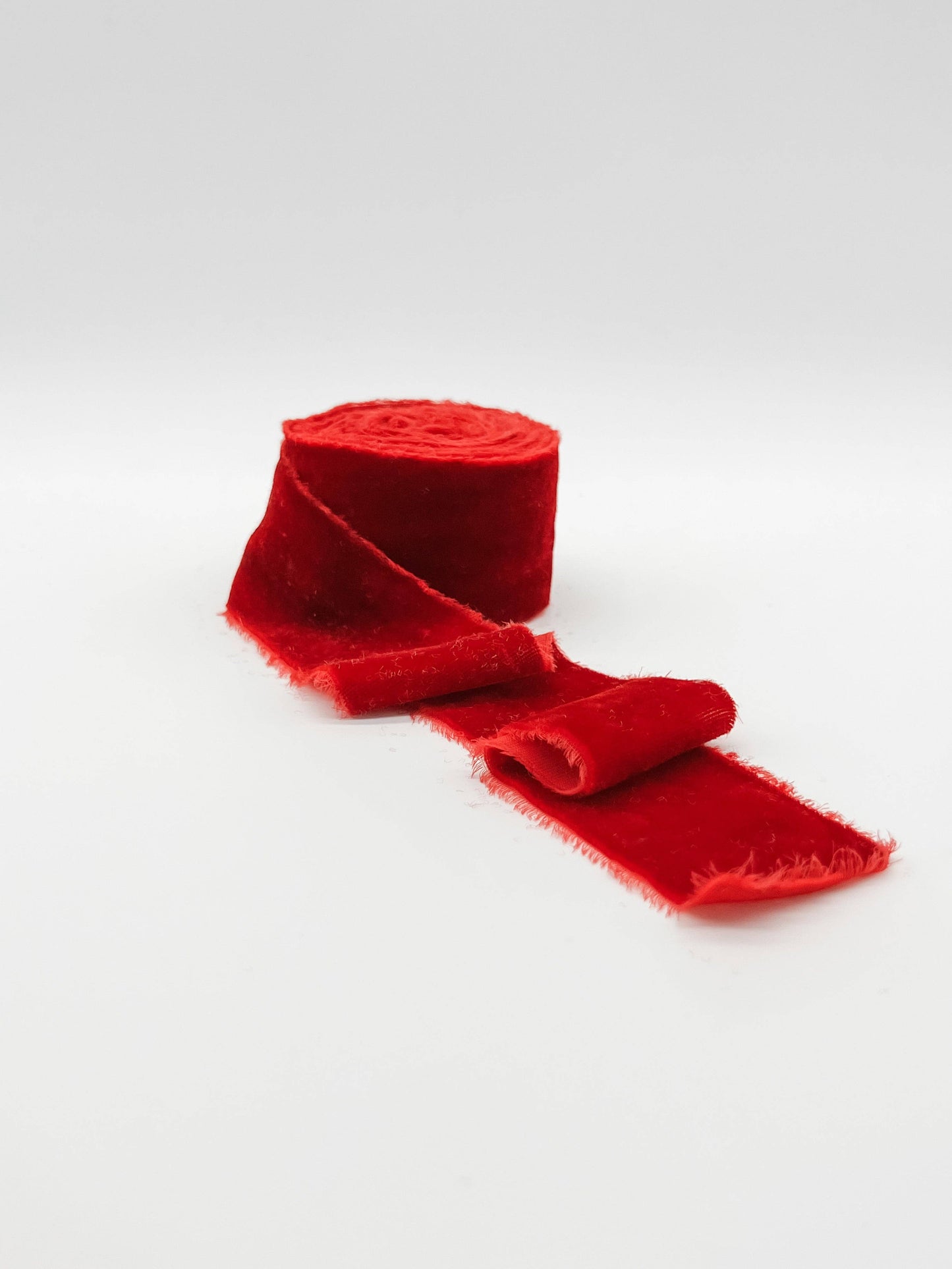 Velvet Ribbon - Raw Edge - RED