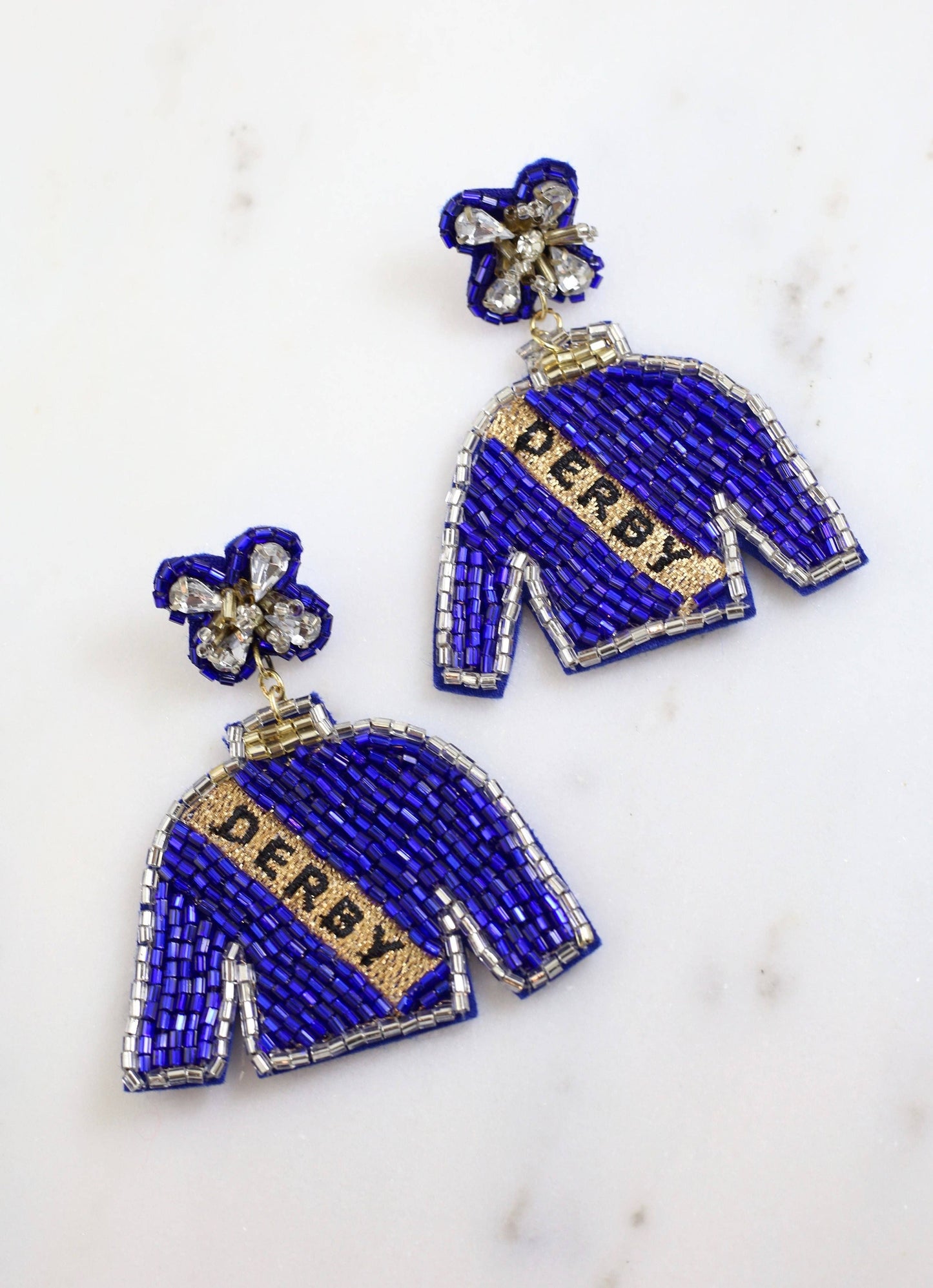 Embellished Derby Jockey Silks Earring BLUE