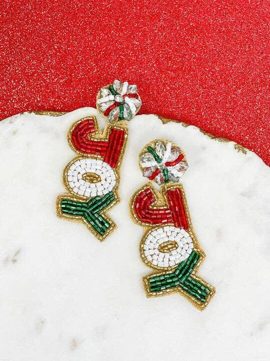 Holiday 'Joy' Beaded Dangle Earrings