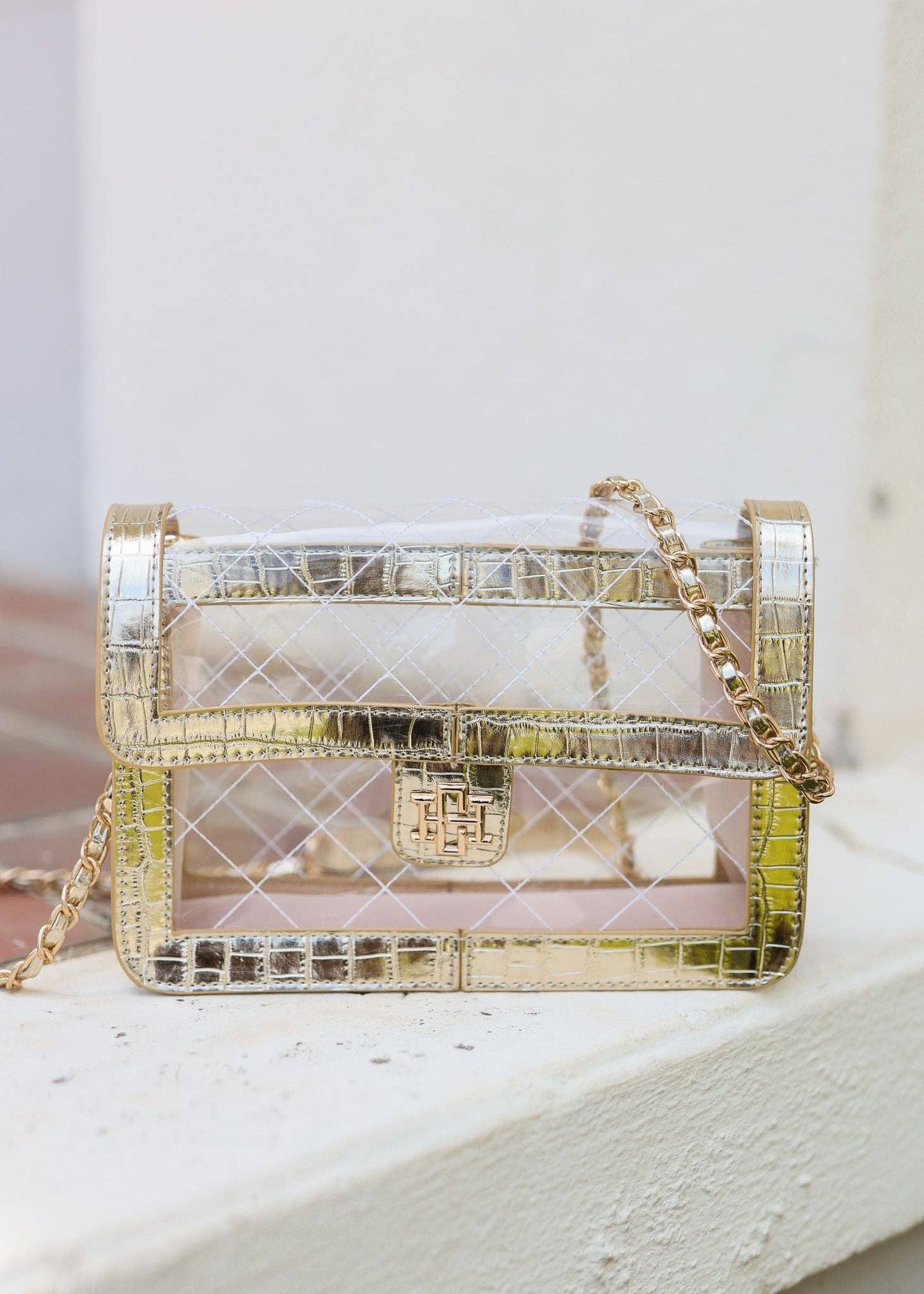 Quinn Quilted Clear Bag GOLD