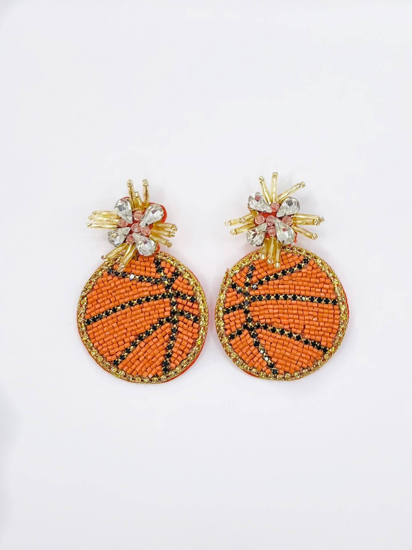 Basketball Beaded Statement Earrings