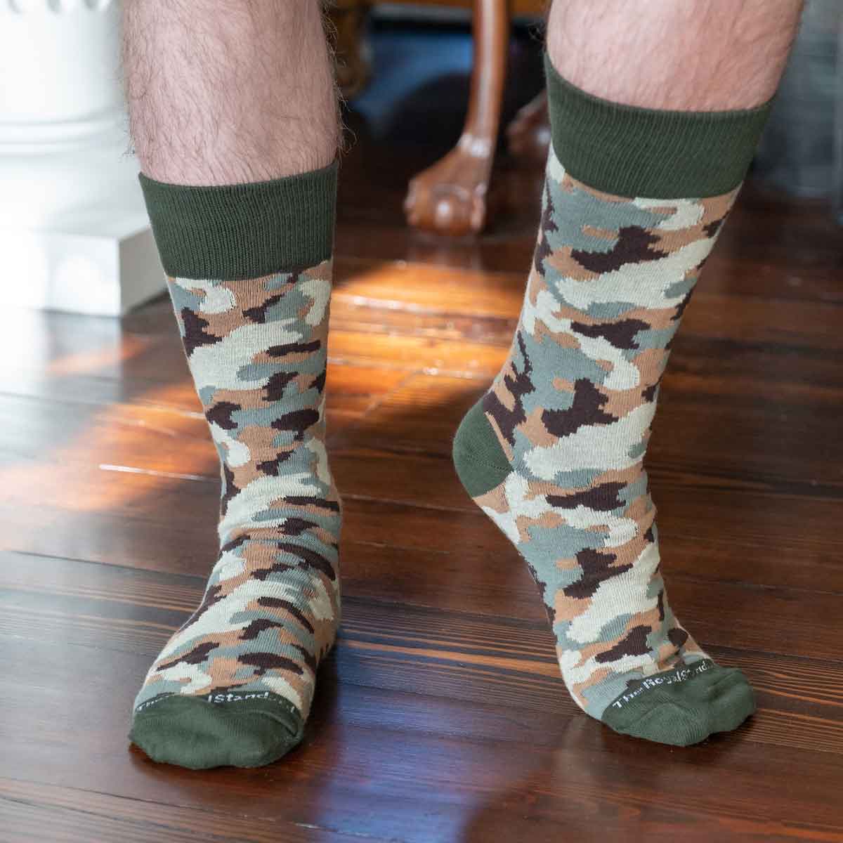Men's Camo Socks   Taupe/Green/Tan   One Size