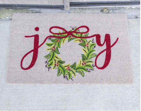 Joy Wreath Christmas Coir Doormat   30x18