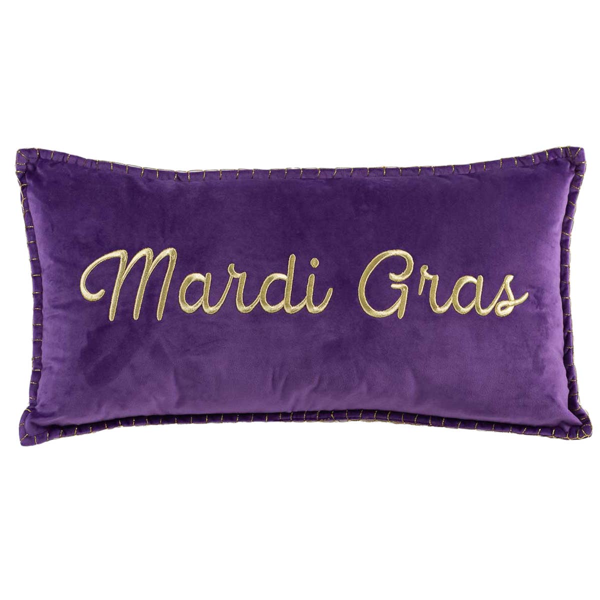 Royal Mardi Gras Lumbar Pillow   Purple/Gold   13x24
