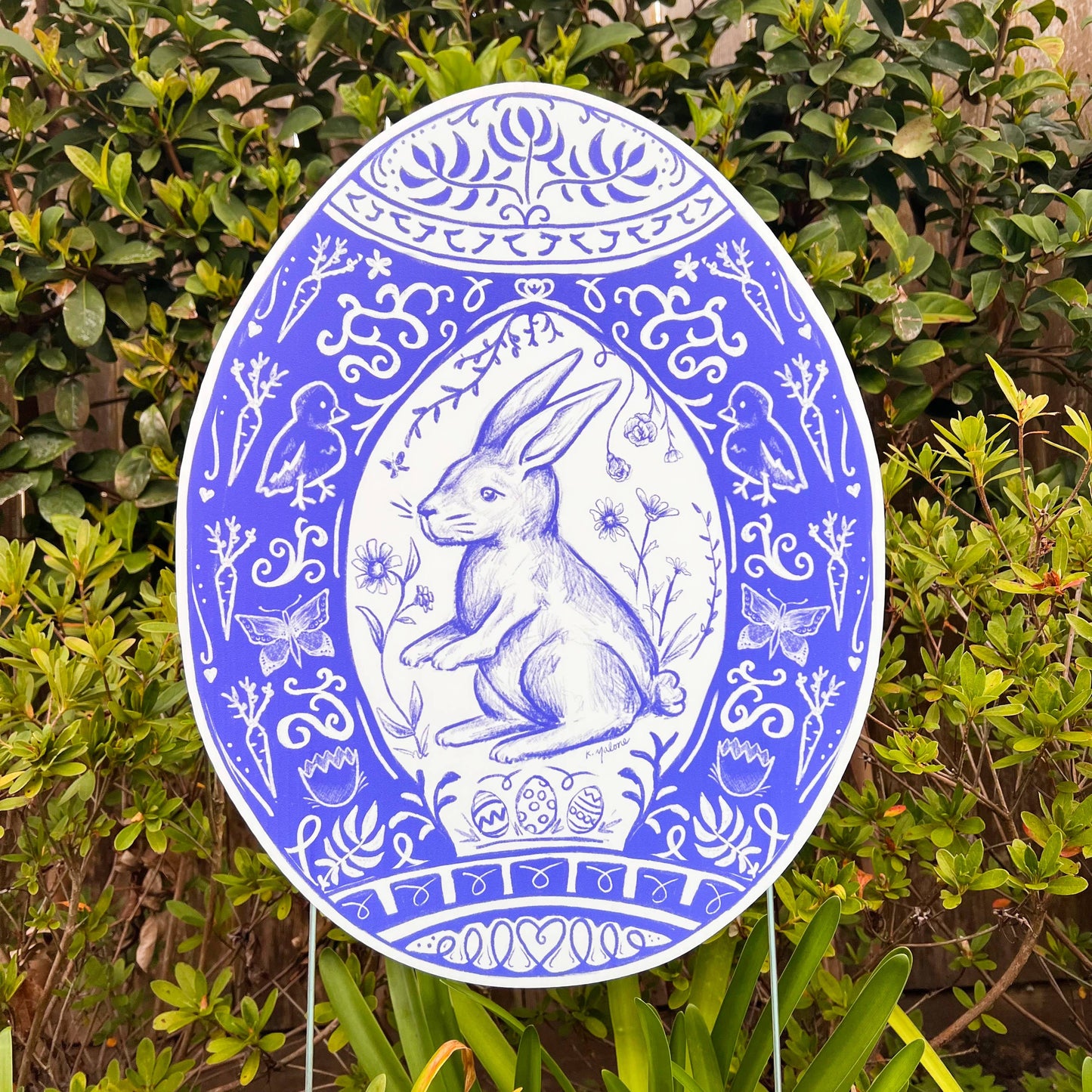 Chinoiserie Easter Egg Yard Sign - Easter Yard Decor