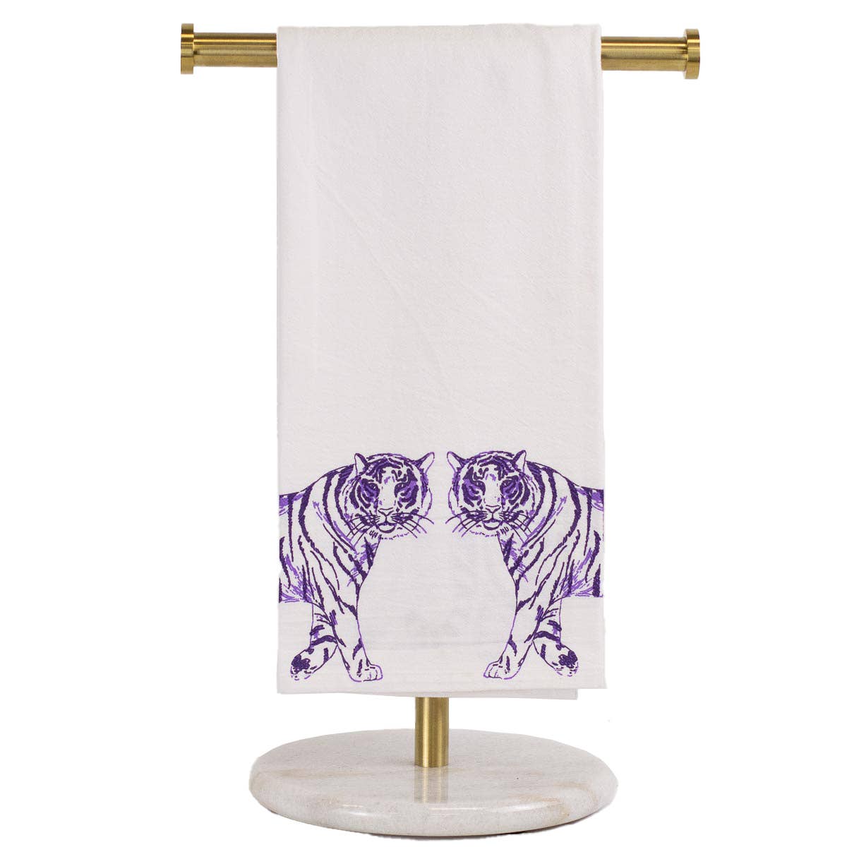 Tiger Walk Flour Sack Hand Towel   White/Purple   20x28