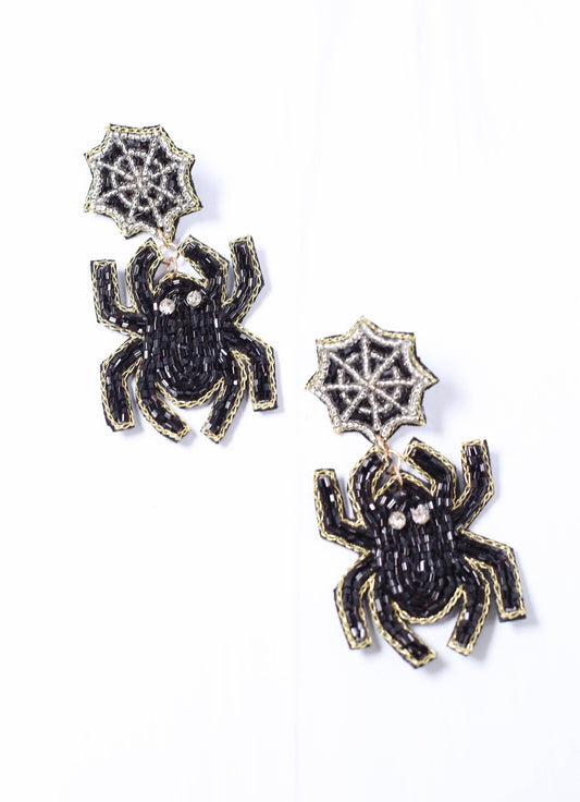 Beaded Spider Earring in BLACK