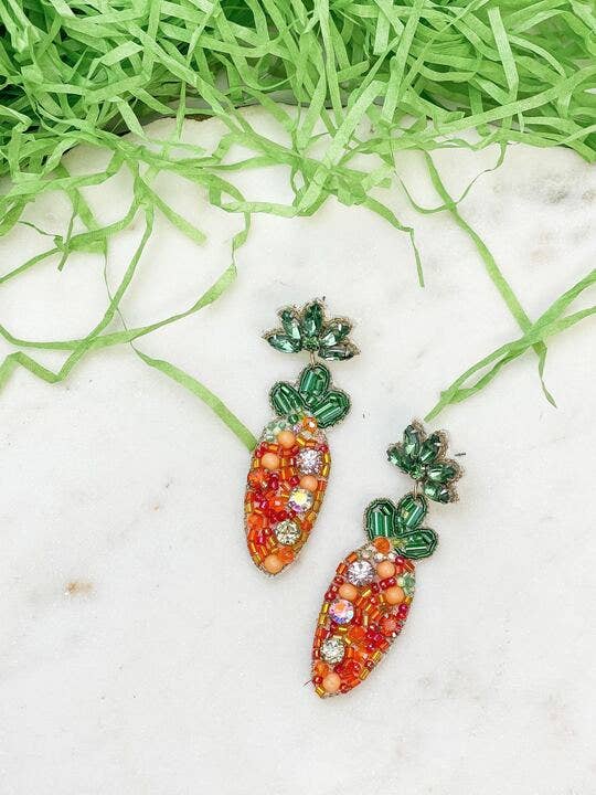 Easter Carrot Beaded Dangle Earrings