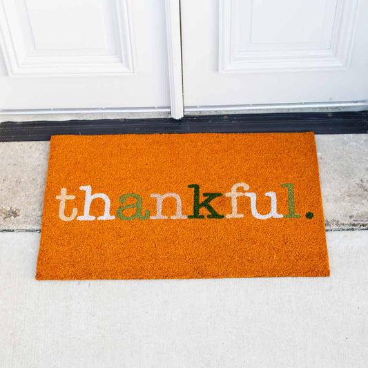 Thankful Coir Doormat   Pumpkin/Multi   30x18