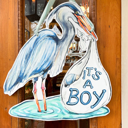 It's A Boy - Blue Heron Door Hanger