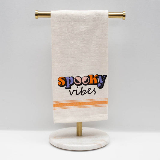 Spooky Vibes Hand Towel   Cream/Orange/Black   20x28