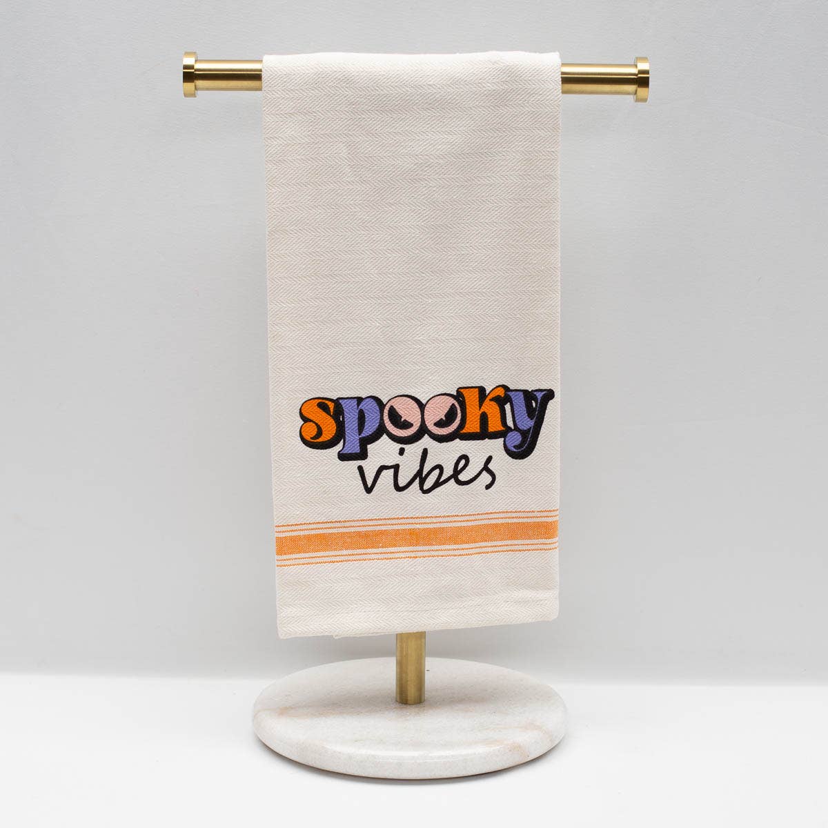 Spooky Vibes Hand Towel   Cream/Orange/Black   20x28