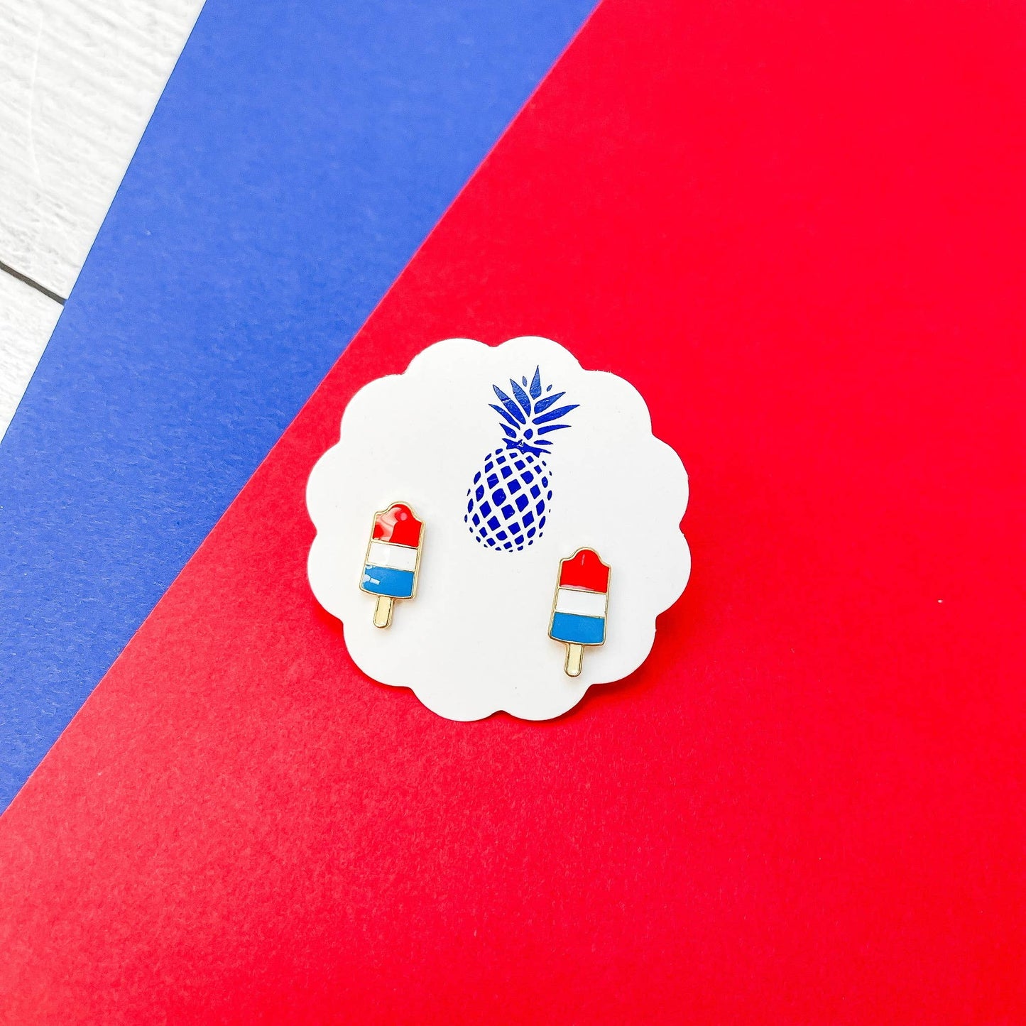 Red White and Blue Popsicle Enamel Studs Earrings