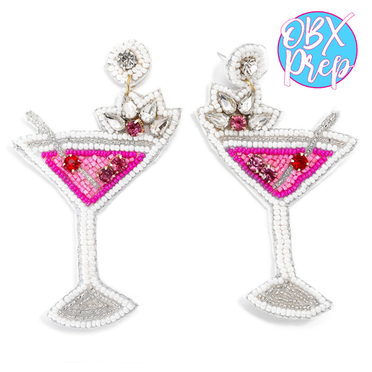 Pink Martini Seed Beaded Drop Earrings