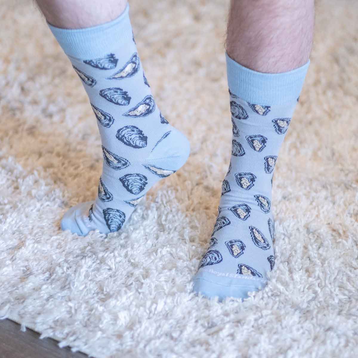 Men's Oyster Socks   Blue/Gray   One Size