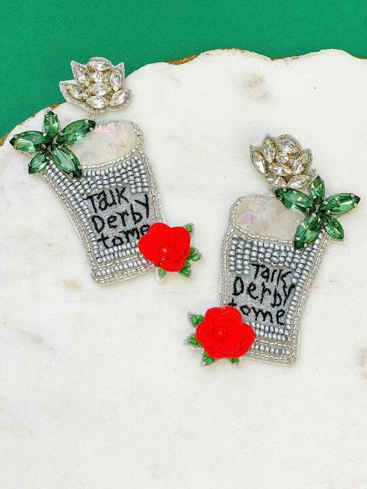 'Talk Derby To Me' Beaded Dangle Earrings