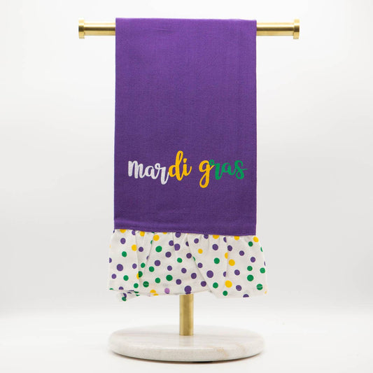 Mardi Gras Krewe Ruffle Hand Towel   Purple/Yellow/Green  20x28