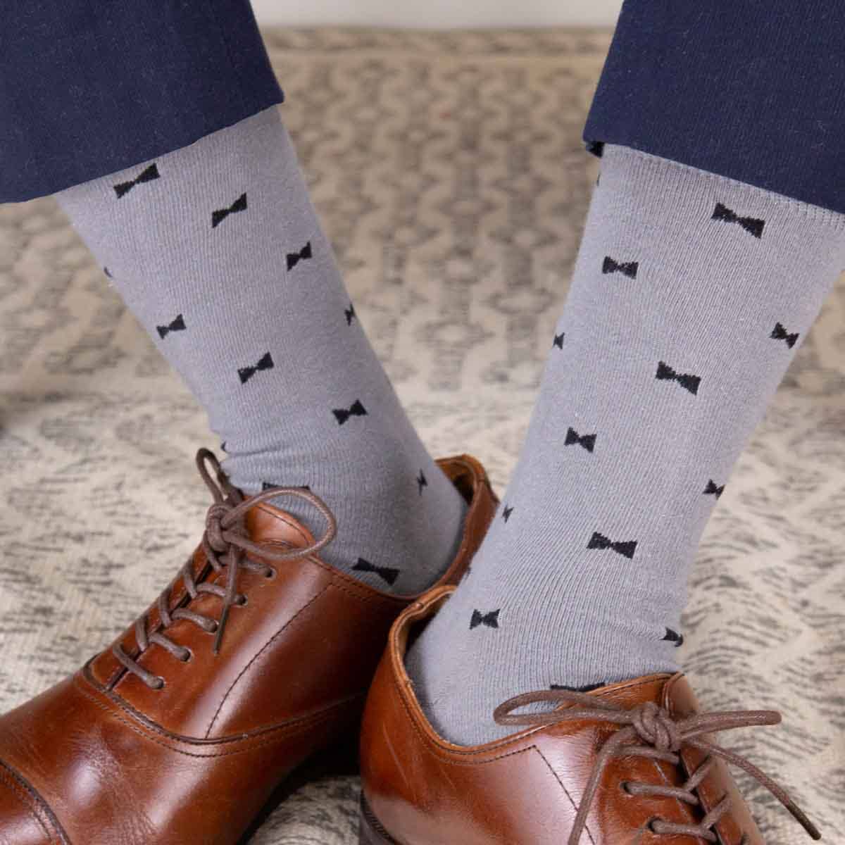 Men's Bowtie Socks   Gray/Black   One Size