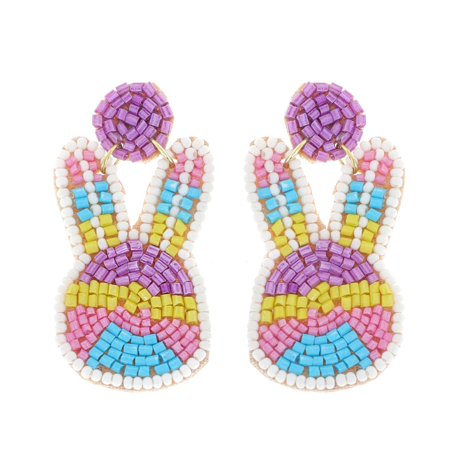 2-Tier Multicolor Easter Bunny Beaded Earrings