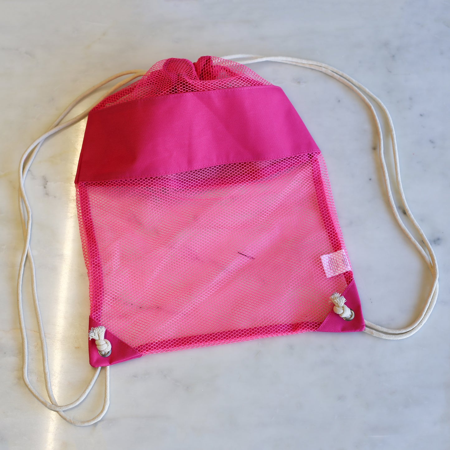 Mesh Drawstring Backpack in Hot Pink
