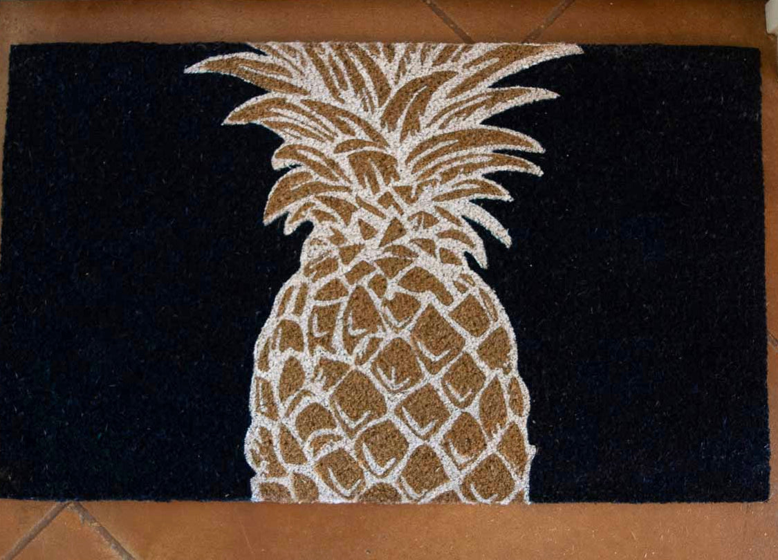Pineapple Black Coir Doormat