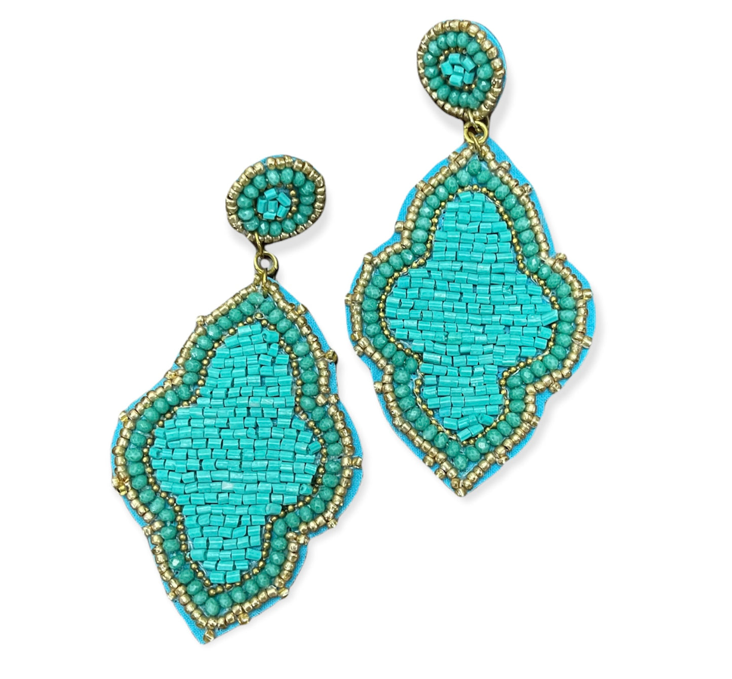 Moroccan Shaped Beaded Earrings - 3 colors