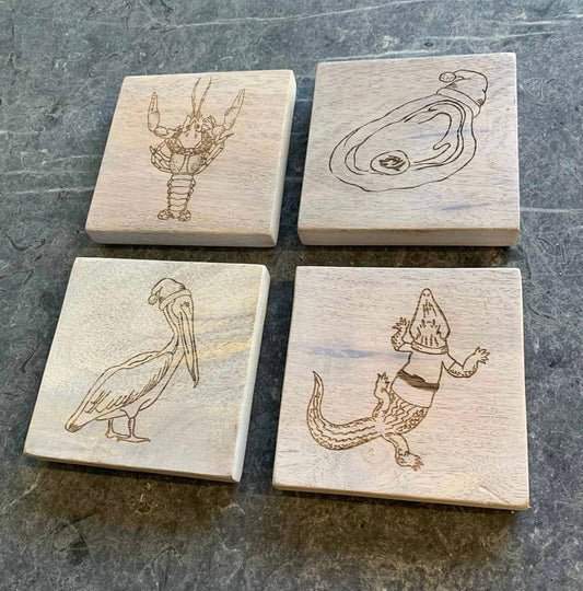 Cajun Joy Coasters in Natural 4x4