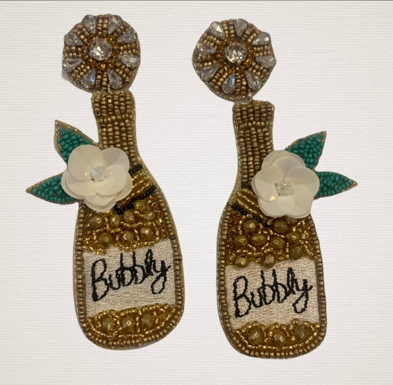 Bubbly Champagne Bottle Earrings